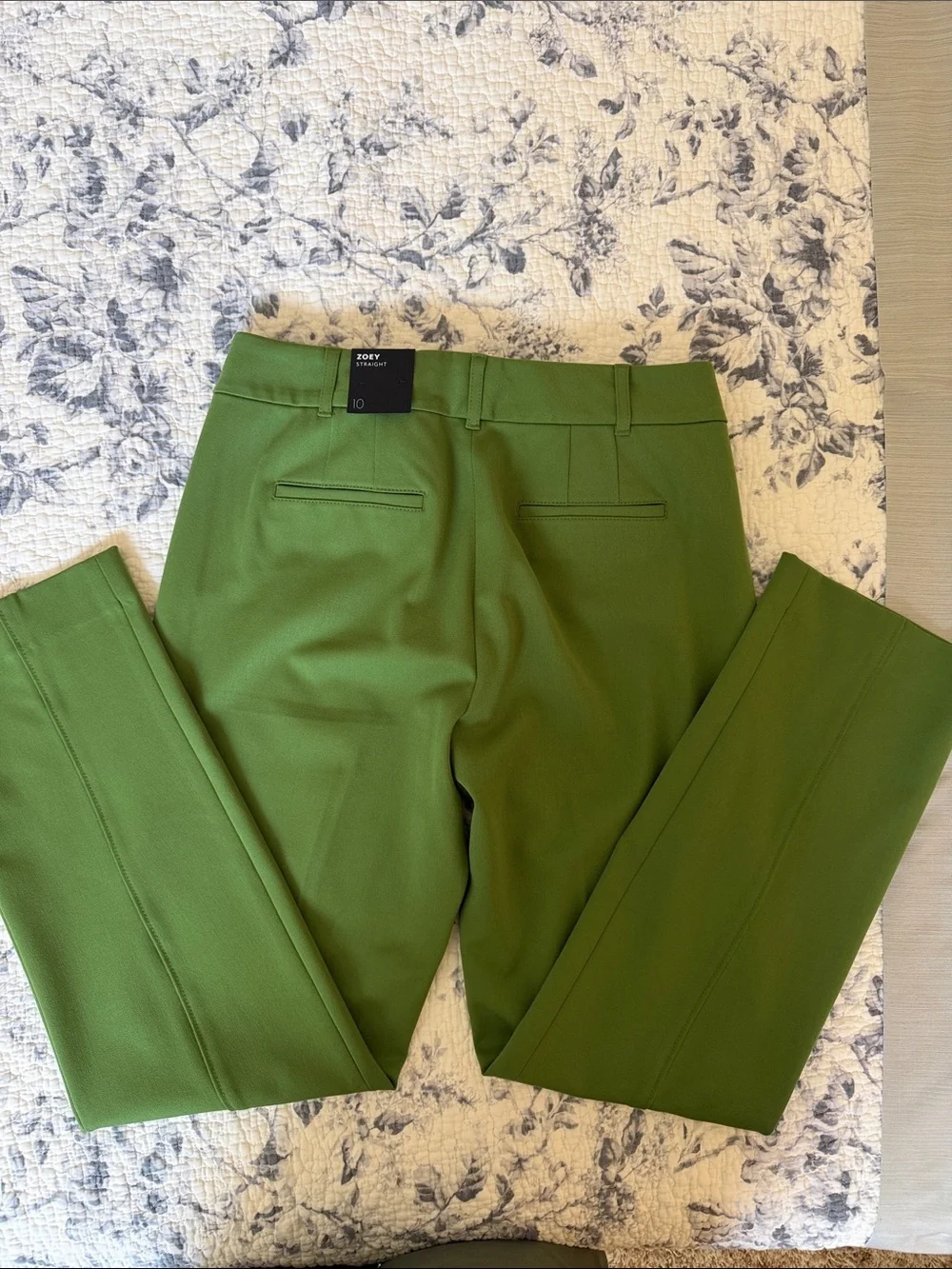 White House Black Market Green Straight-Leg Dress Trousers - Picture 4 of 8